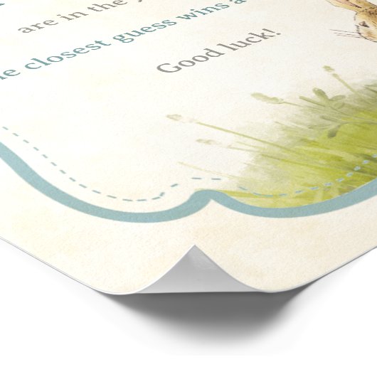 Peter Rabbit Hoeveel Snoepjes Baby shower Spel Poster (Hoek)