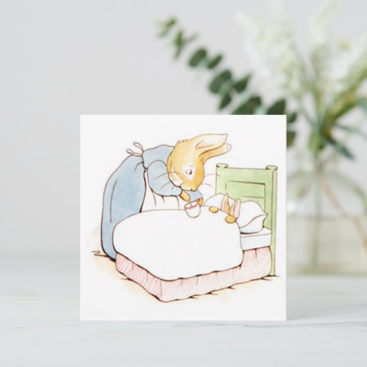 Peter Rabbit in Bed (Fed by his Moeder) Kaart (Staand voorkant)