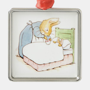 Peter Rabbit in Bed (Fed by his Moeder) Metalen Ornament
