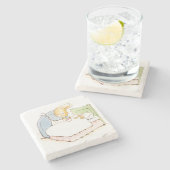 Peter Rabbit in Bed (Fed by his Moeder) Stenen Onderzetter (Zijkant)