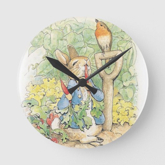 Peter Rabbit in the Garden - Beatrix Potter Ronde Klok (Voorkant)
