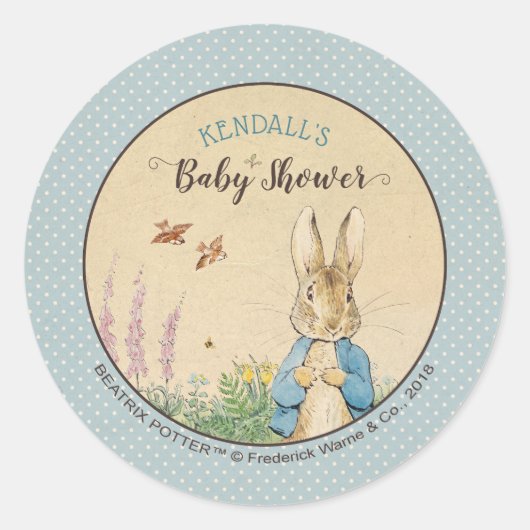 Peter Rabbit | Jongen Baby shower Ronde Sticker (Voorkant)