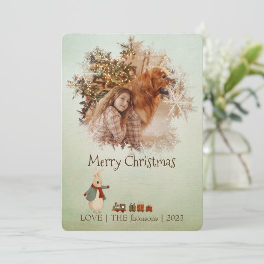 Peter Rabbit-kerstkaart Feestdagenkaart (Staand voorkant)