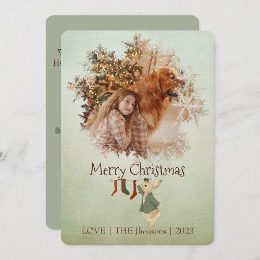 Peter Rabbit-kerstkaart Feestdagenkaart (Voorkant / Achterkant)