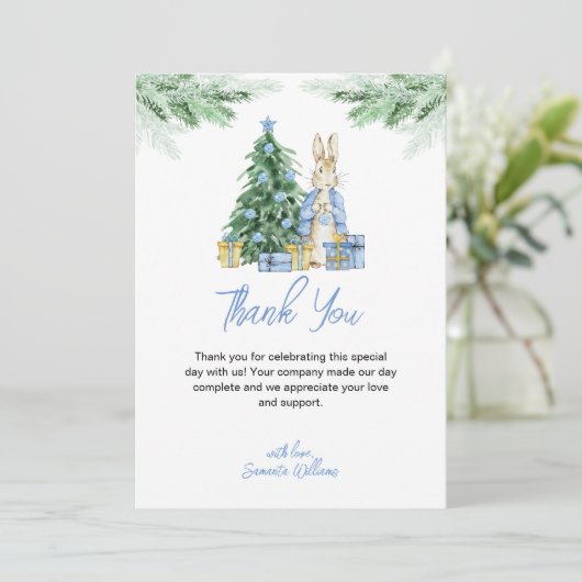Peter Rabbit Kerstmis Baby shower Bedankkaart (Staand voorkant)