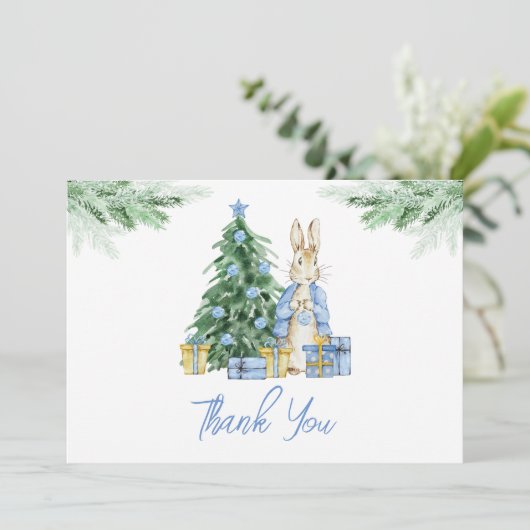 Peter Rabbit Kerstmis Baby shower Bedankkaart (Staand voorkant)