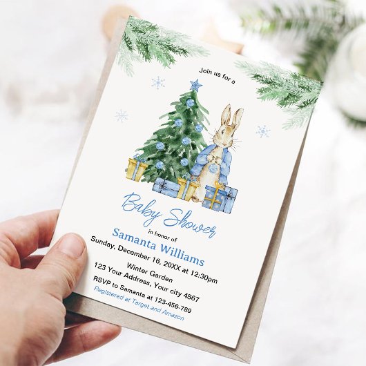 Peter Rabbit Kerstmis Baby shower Kaart