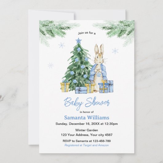 Peter Rabbit Kerstmis Baby shower Kaart (Voorkant)