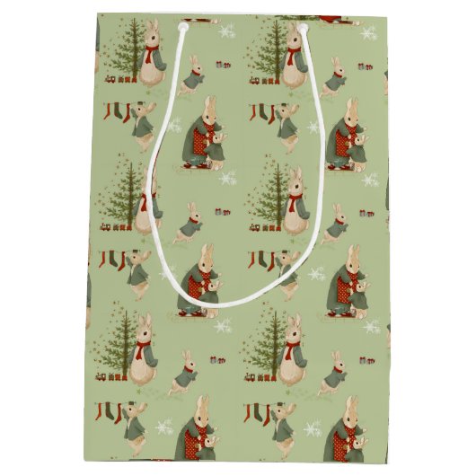 Peter Rabbit Kerstmis Middelgrote Gift Bag Medium Cadeauzakje (Achterkant)