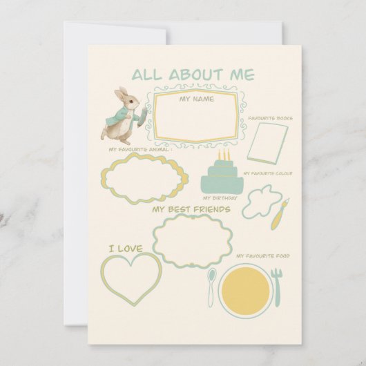 Peter Rabbit Kids Verjaardag & Spel Kaart (Achterkant)