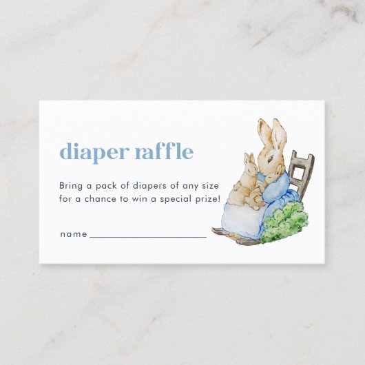 Peter Rabbit Luiers Raffle Baby Shower Insteekkaar Visitekaartje (Voorkant)