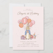 Peter Rabbit| Meisje 1e verjaardag PinkConfetti Kaart (Voorkant)