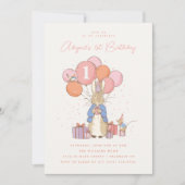 Peter Rabbit| Meisje 1e verjaardag PinkConfetti Kaart (Voorkant)