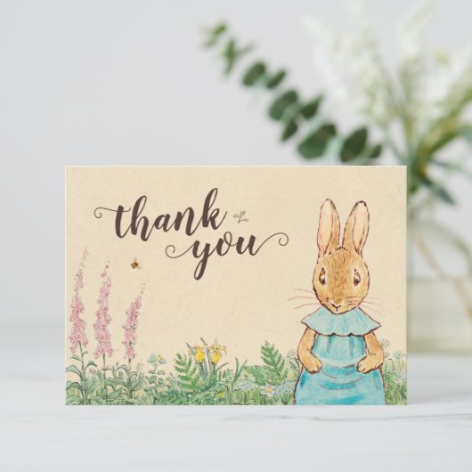 Peter Rabbit | Meisje Baby shower Dank u Bedankkaart (Staand voorkant)