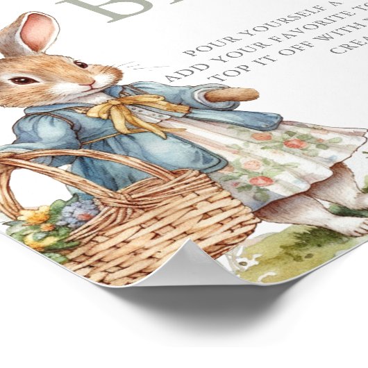 Peter Rabbit Meisje Baby shower Hot Cacao Bar Poster (Hoek)
