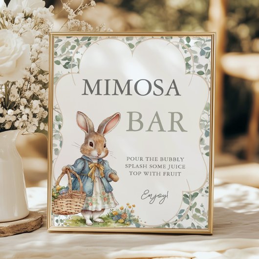 Peter Rabbit Meisje Baby shower Mimosa Bar Poster