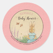 Peter Rabbit | MeisjesBaby shower Ronde Sticker (Voorkant)