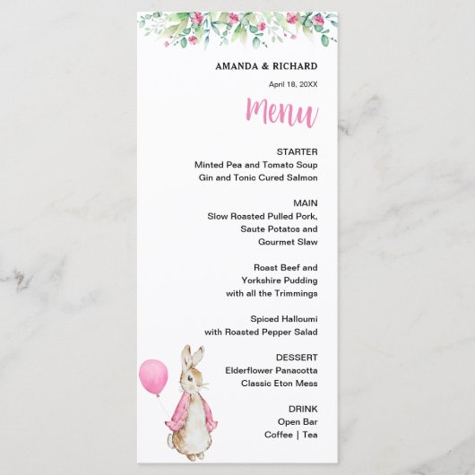 Peter Rabbit Menu (Voorkant)