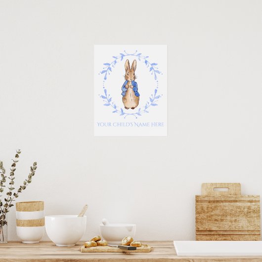 Peter Rabbit met de naam van het kind Personalisat Poster (Keuken)