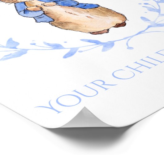 Peter Rabbit met naam van het kind gepersonaliseer Poster (Hoek)