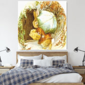 “Peter Rabbit met winterparaplu” van Beatrix Pot Canvas Afdruk (Insitu (Slaapkamer))