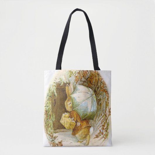 “Peter Rabbit met Winterparaplu” van Beatrix Pot Tote Bag (Voorkant)
