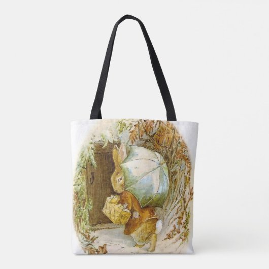 “Peter Rabbit met Winterparaplu” van Beatrix Pot Tote Bag (Achterkant)