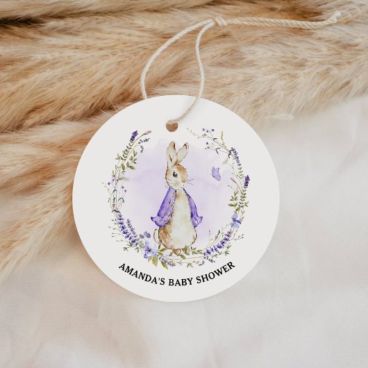 Peter Rabbit Paarse Baby shower Bedankjes Labels