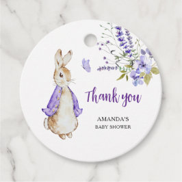 Peter Rabbit Paarse Baby shower Bedankjes Labels
