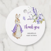 Peter Rabbit Paarse Baby shower Bedankjes Labels (Voorkant)