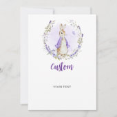 Peter Rabbit Paarse Baby shower Custom Kaart (Voorkant)