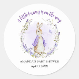 Peter Rabbit Paarse Baby shower Ronde Sticker