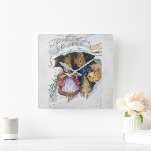 Peter Rabbit (paraplu) Vierkante Klok (Huis)