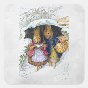 Peter Rabbit (paraplu) Vierkante Sticker