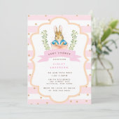 Peter Rabbit Pastel Pink Girl Baby shower Kaart (Staand voorkant)