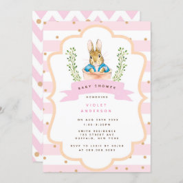 Peter Rabbit Pastel Pink Girl Baby shower Kaart