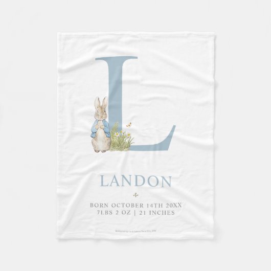 Peter Rabbit | Persoonlijke Letter L Fleece Deken (Voorkant)