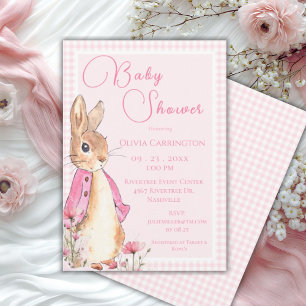 Peter Rabbit Pink Baby shower Kaart