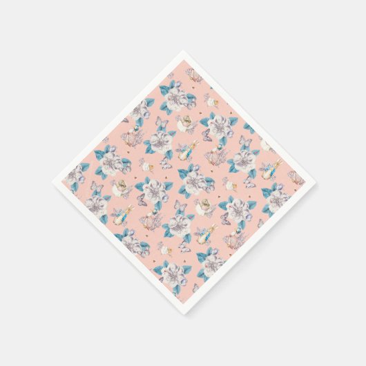 Peter Rabbit | Pink Floral Garden Pattern Servet (Hoek)
