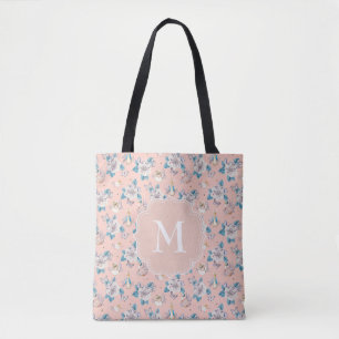 Peter Rabbit   Pink Floral Garden Pattern Tote Bag