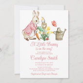 Peter Rabbit Pink Girl Baby shower Uitnodiging (Voorkant)