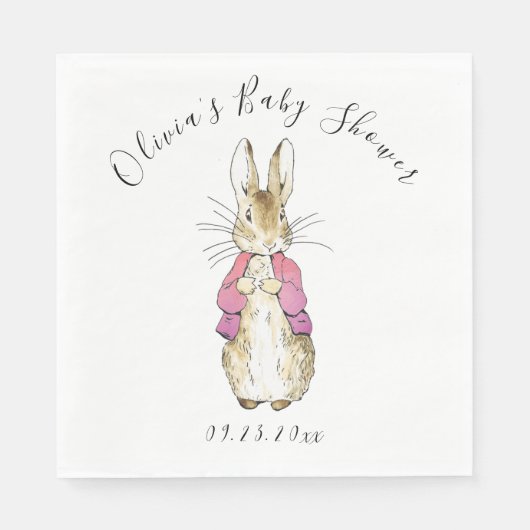 Peter Rabbit Pink Waterverf Baby shower Servet (Voorkant)