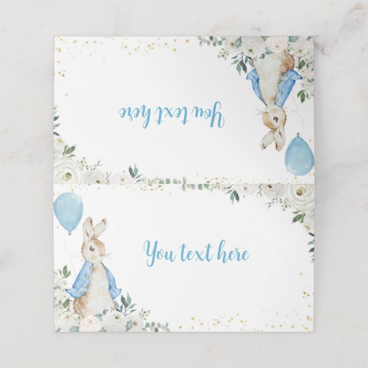 Peter Rabbit Place Card Verjaardagsfeest Plaatskaartje (Buitenkant ongevouwen)