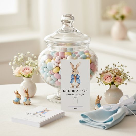 Peter Rabbit raad eens hoeveel Baby shower spel Informatiekaartje
