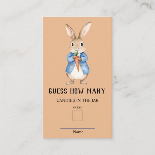 Peter Rabbit raad eens hoeveel Baby shower spel Informatiekaartje (Voorkant)