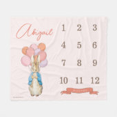Peter Rabbit | Roze Baby Meisje 12 Maand Mijlpaal Fleece Deken (Voorkant (Horizontaal))