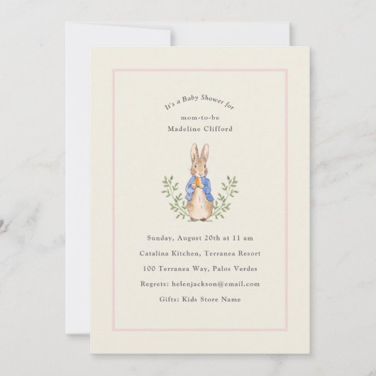 Peter Rabbit Roze  Baby shower Kaart (Voorkant)