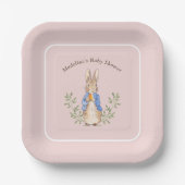 Peter Rabbit Roze Baby shower Papieren Bordje (Voorkant)