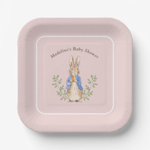 Peter Rabbit Roze Baby shower Papieren Bordje