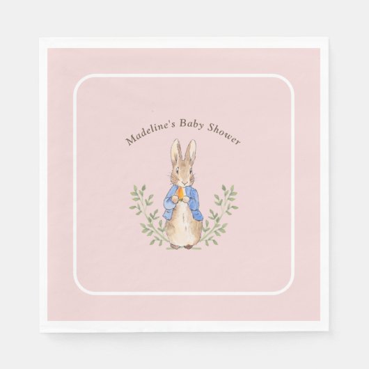 Peter Rabbit Roze  Baby shower Servet (Voorkant)